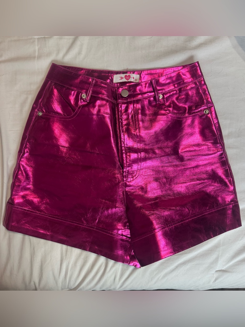 Metallic Fuchsia High-Rise Womens Shorts